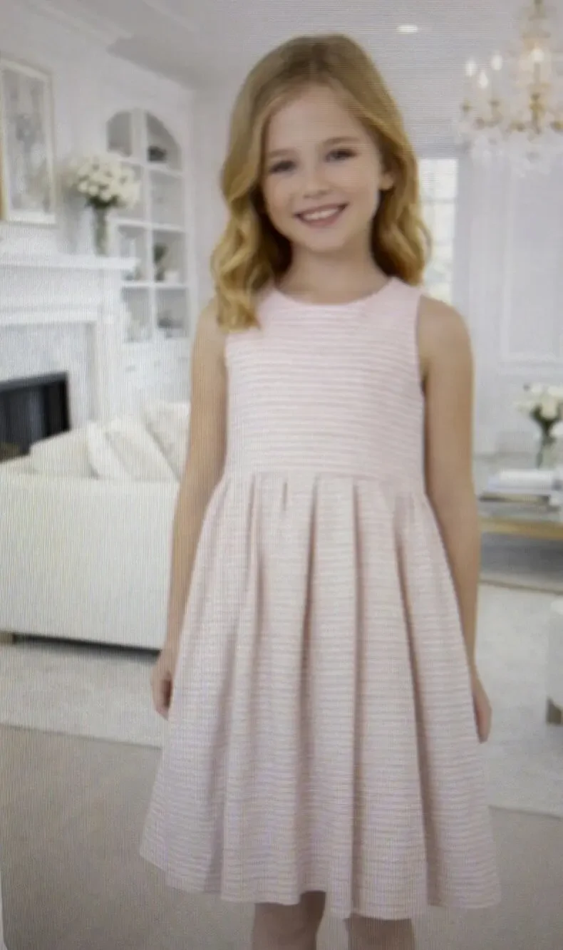 Ralph Lauren Girls 6 6x White Pink Striped Dress Easter Spring wedding guest